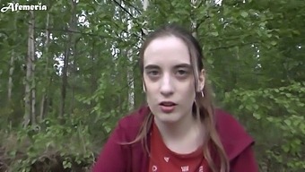 Young Girlfriend Gives A Handjob And Blowjob In Public Forest Setting