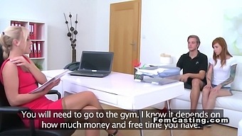 A Redheaded European Woman Demonstrates Her Deep Throat Abilities During A Casting Session