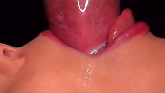 Intense Close-Up Of Condom Milking Blowjob With Cum In Mouth: A Fetishistic Experience