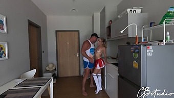 Cheerleader Gets Her Deepthroat Wish Fulfilled Before Basketball Game